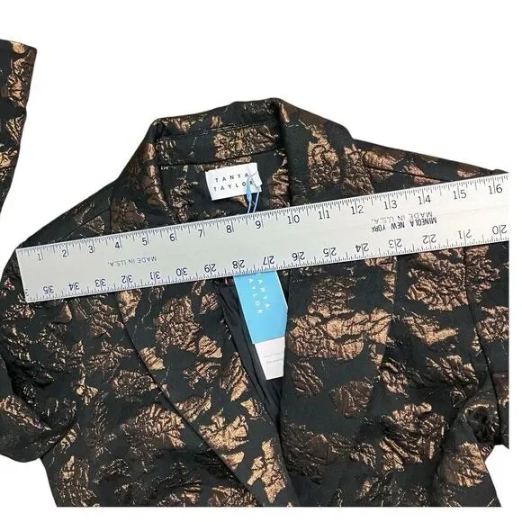 Tanya Taylor Blazer 2 Bronze Black Floral Jared Brocade Metallic Artsy Party - Picture 7 of 16